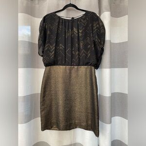 Walter Baker dress, size L, gold and black, missing button on the side